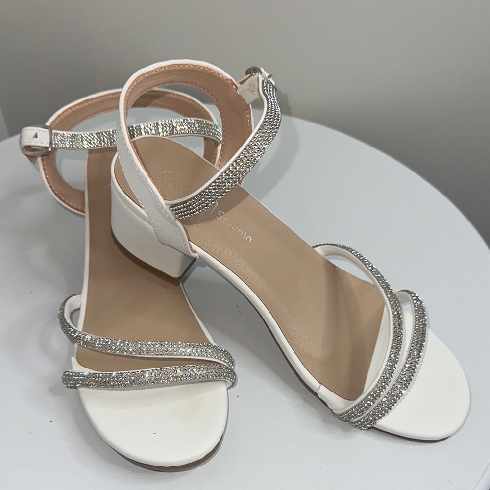 Chic White and Silver Women's Sandals